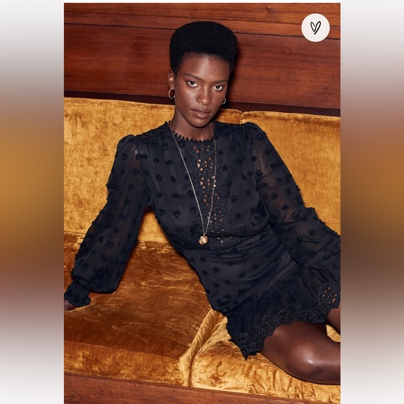 LULUS Lust or Love Black Embroidered Lace Long Sleeve Dress size S. - Picture 4 of 16